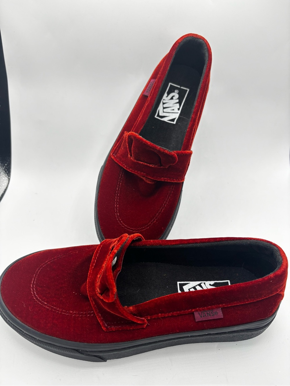 Vans Style 53 Velvet Loafers Beet Red Burgundy Black Sole Men 5 Women 6.5